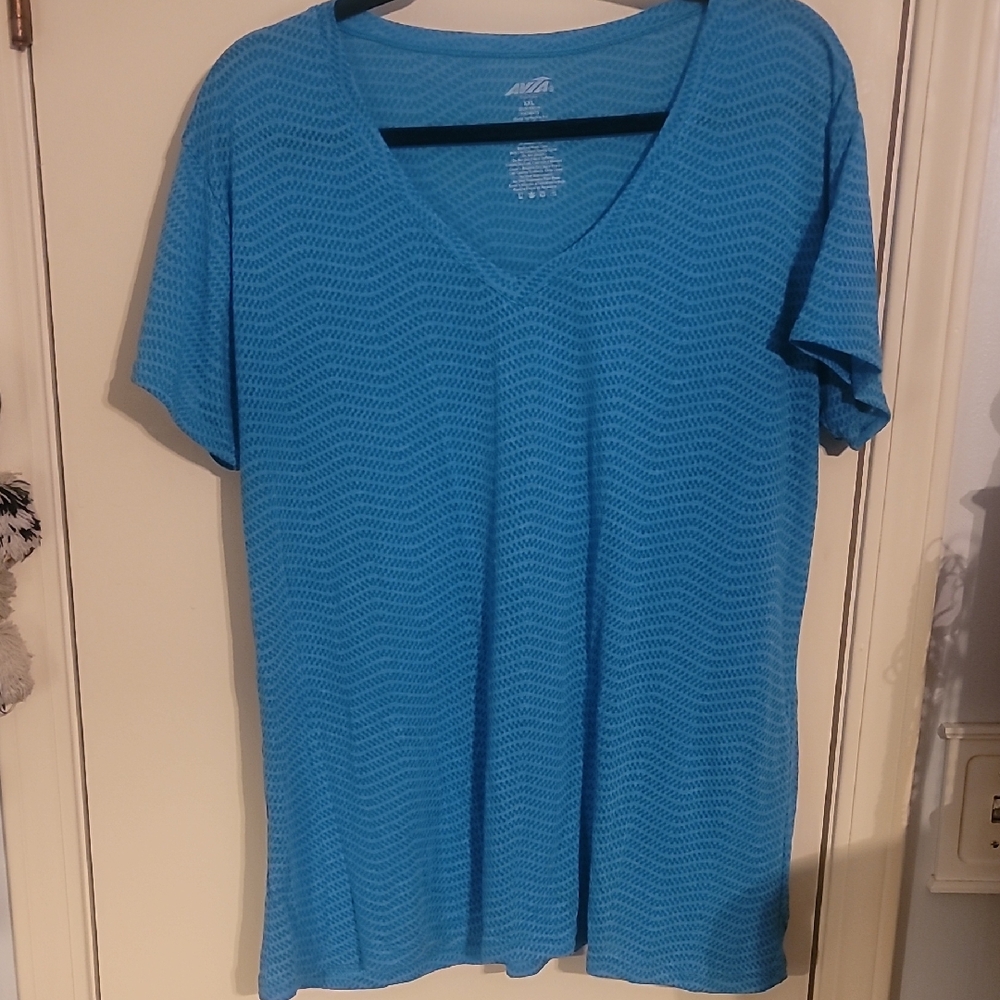 Avia Blue Patterned Short Sleeve Top
